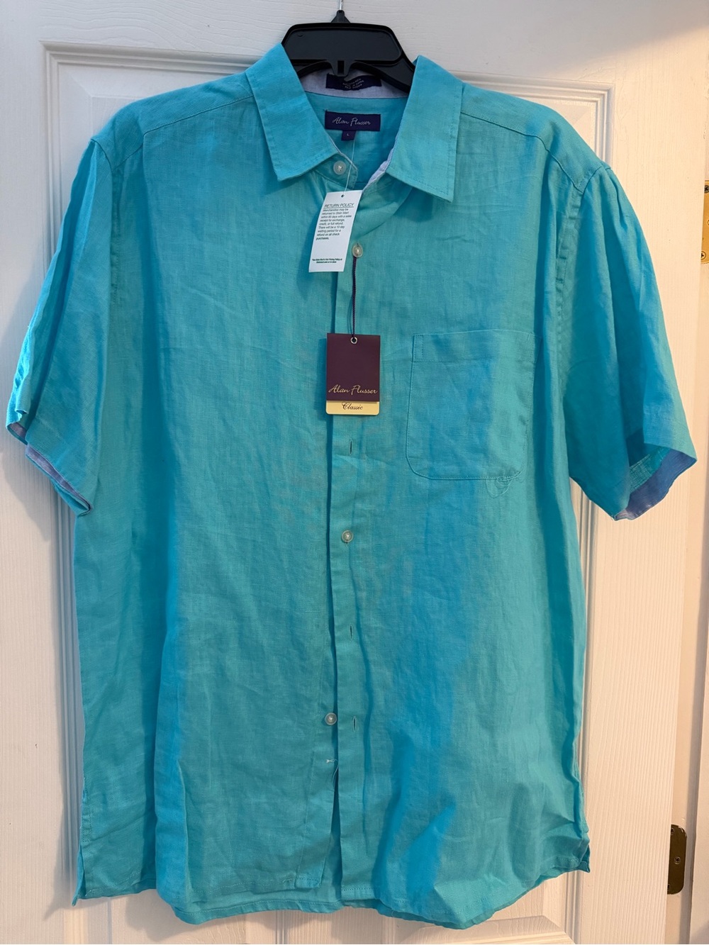 Alan Flusser Turquoise Short-Sleeve Button-Down Shirt